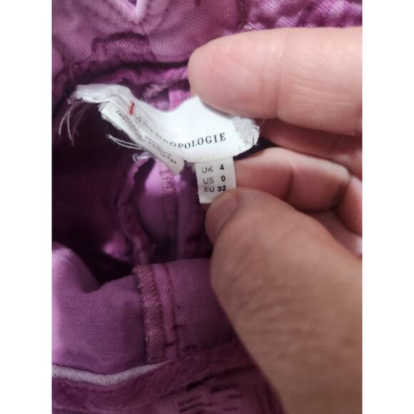 Anthropologie Purple with Dark Purple Floral Patterned High Rise Pants - Picture 7 of 9